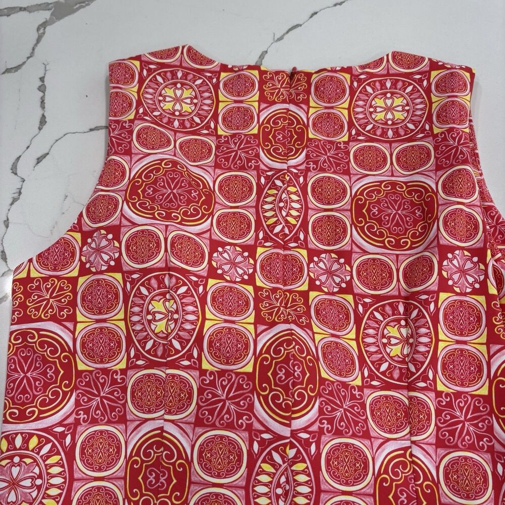 J.McLaughlin Dress Size Medium Sleeveless Sage Pink Medallion Boho Cruise Resort - Picture 7 of 7